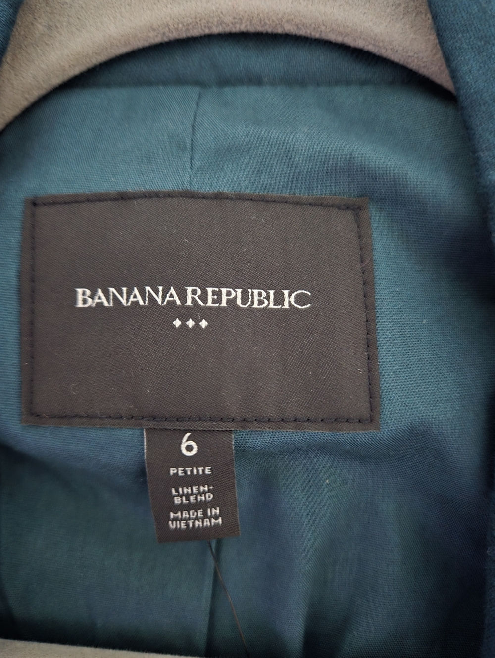 Banana Republic Blazer 6 Petite Linen Blend Teal Blue Green Blazer Career - Picture 2 of 7